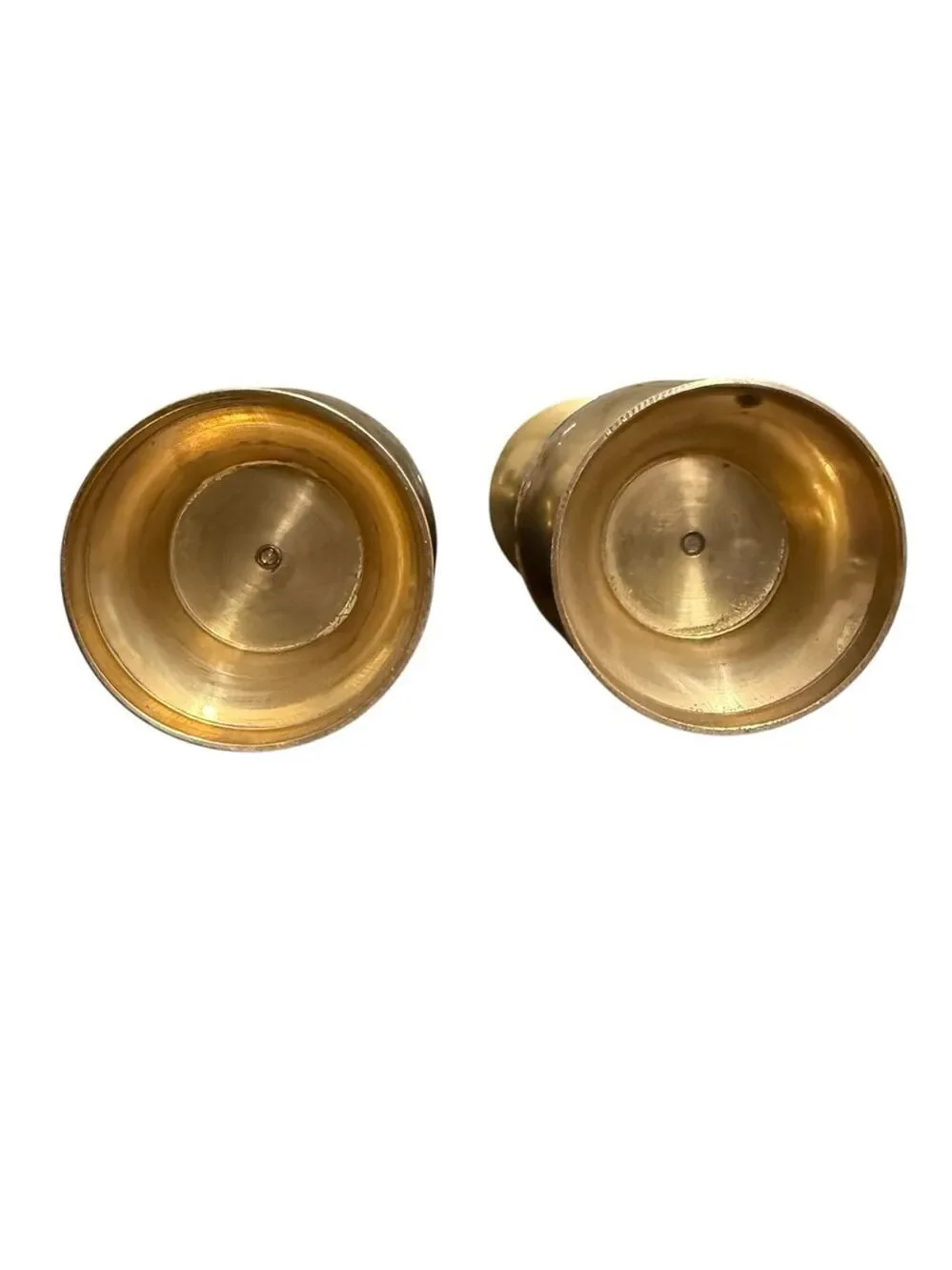 Vintage‎ hand engraved brass bud vase pair floral etched 7 inch décor